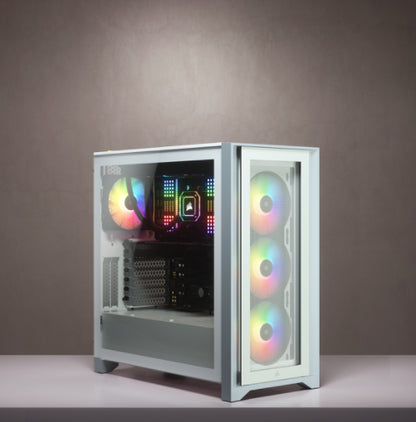 Gabinete Gamer Corsair ICUE 4000X RGB Media Torre ATX mATX ITX Cristal Templado 3xFan RGB Blanco Sin Fuente