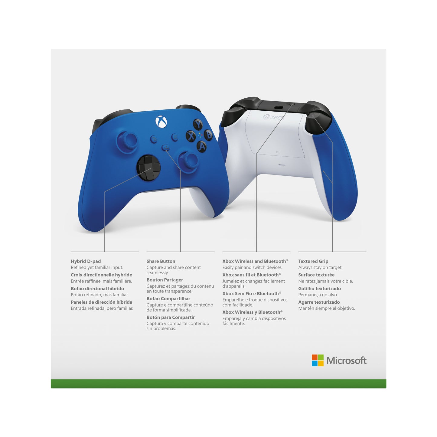 Microsoft Xbox Wireless Controller Azul Bluetooth/USB Gamepad Analógico/Digital Android, PC, Xbox One, Xbox Series S, Xbox Series X, iOS