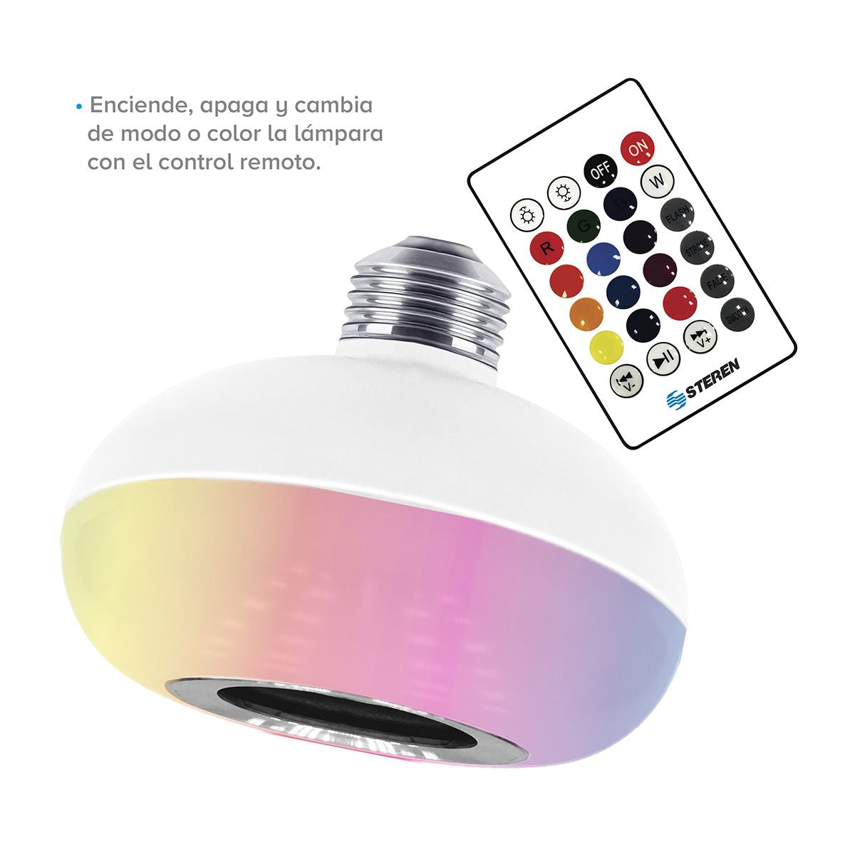 Foco Steren LED RGB decorativo con bocina Bluetooth 6 W