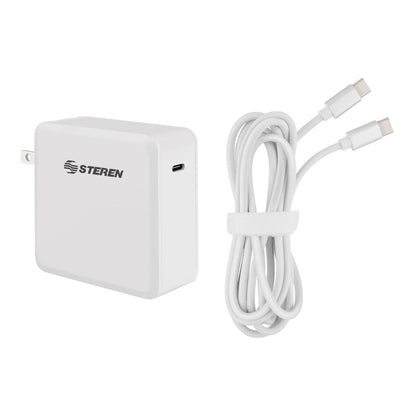 Cargador Steren USB-C 65W Power Delivery Color Negro