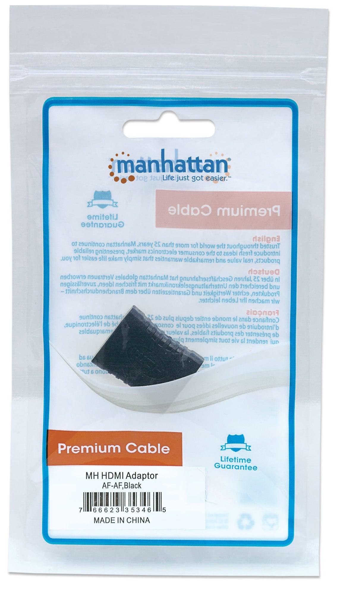 Manhattan 353465 cambiadores de género de cables Negro