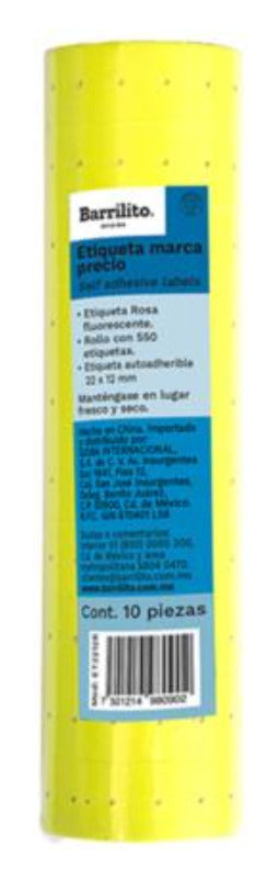 Etiqueta Amarilla Barrilito Precio 22x12mm Rollo C/550 Etiquetas