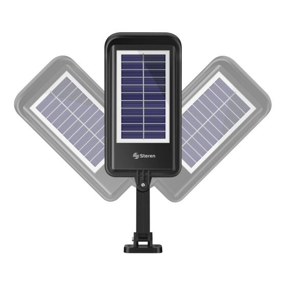 Lámpara LED Steren Sensor de Movimiento Panel Solar Batería Recargable Color Negro