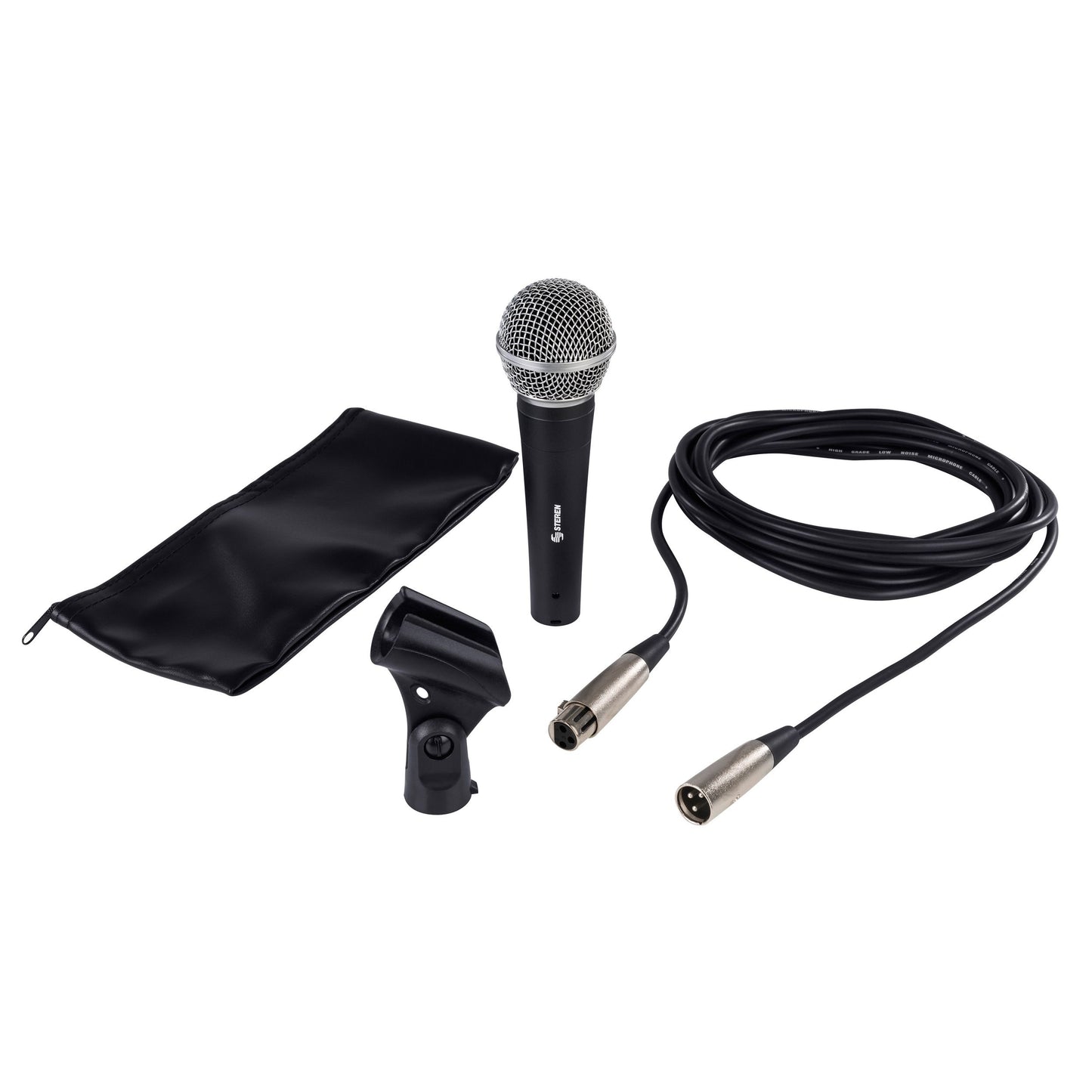 Micrófono Steren Alámbrico Profesional Unidireccional Rejilla Metálica Color Negro