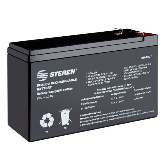 Batería Steren Sellada Ácido-Plomo 12 Vcc 7 Ah Color Negro