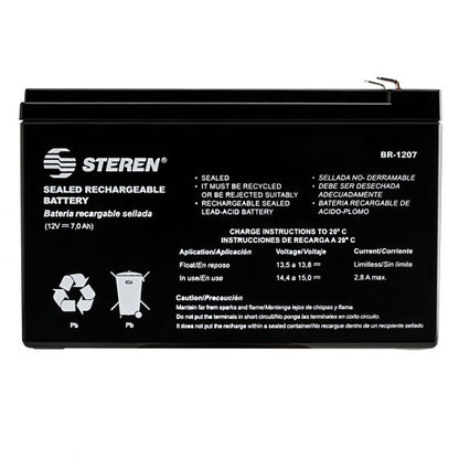 Batería Steren Sellada Ácido-Plomo 12 Vcc 7 Ah Color Negro