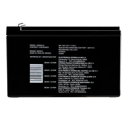 Batería Steren Sellada Ácido-Plomo 12 Vcc 7 Ah Color Negro