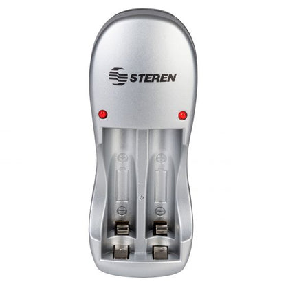 Cargador de Pilas Steren para AA/AAA LED Incluye 2 Pilas AAA