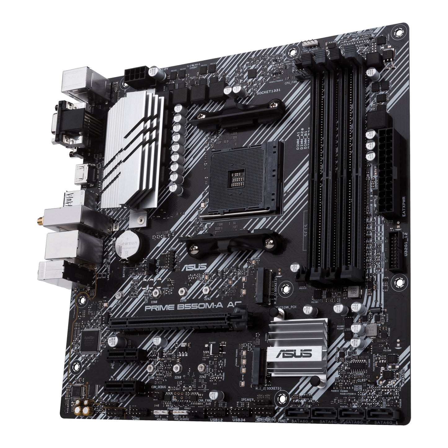 Tarjeta Madre Asus Prime B550M-A AC 4xDDR4 128GB 4800Mhz PCIe 4.0 M.2 1xD-Sub 1xHDMI 1xDVI-D S AM4 mATX Wi-Fi BT