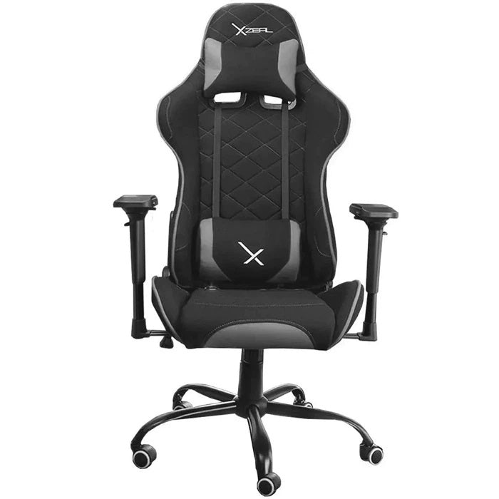 Silla Gamer Xzeal XZ25 Tela Foam Reclinable 180° Base de metal Piston clase 4 150Kgs Brazos4D Negro-Gris