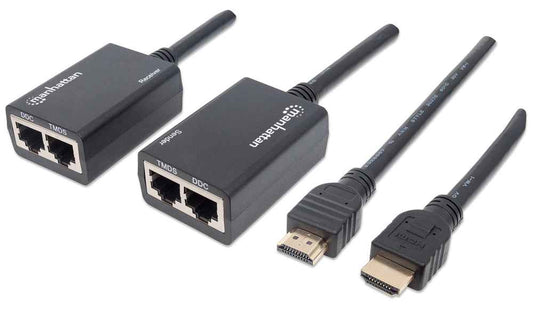 Manhattan 207386 extensor de audio/video Transmisor y receptor de red Negro