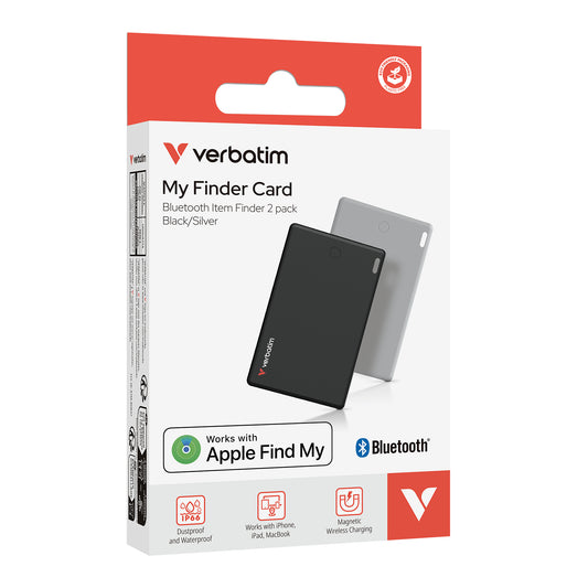 Localizador Verbatim My Finder Bluetooth Tarjeta 2 pzas Negro Plateado