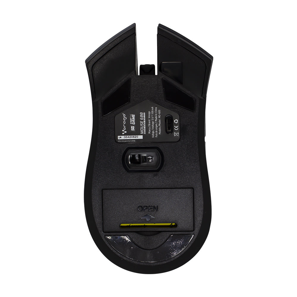 Mouse Vorago Start The Game MO-600 Inalámbrico 2400 dpi 6 Botones Recargable USB Color Negro