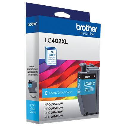 Tinta Brother LC402XL Súper Alto Rendimiento Hasta 1500 Páginas Color Cian