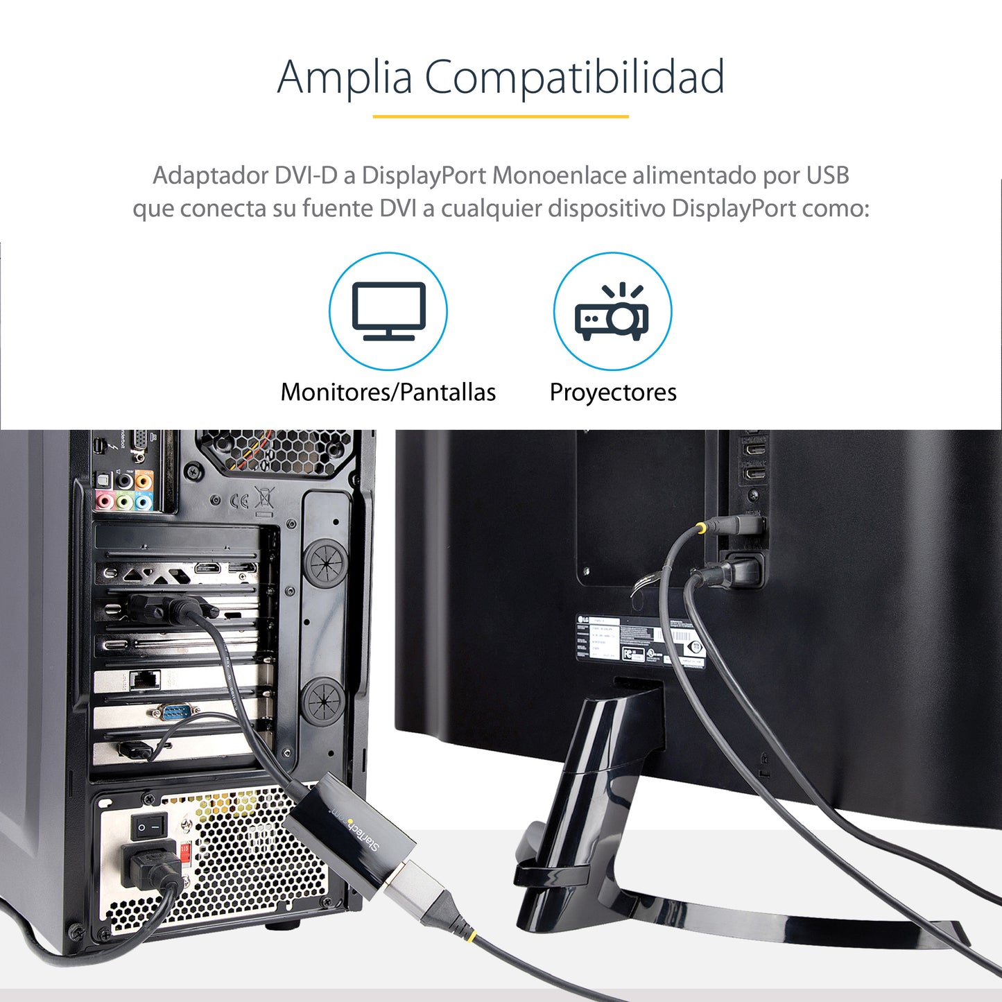 StarTech.com DVI2DP2 adaptador de cable de vídeo 0.254 m Negro