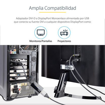 StarTech.com DVI2DP2 adaptador de cable de vídeo 0.254 m Negro