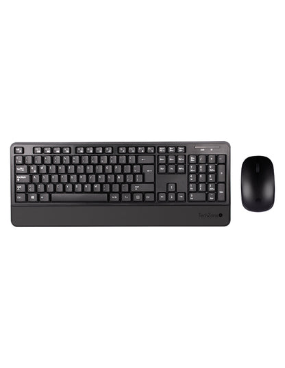Kit TechZone Profesional Inalambrico Elegante Teclado y Mouseu de 3Botones con 1200 Dpi y Descansa Muñecas Alc