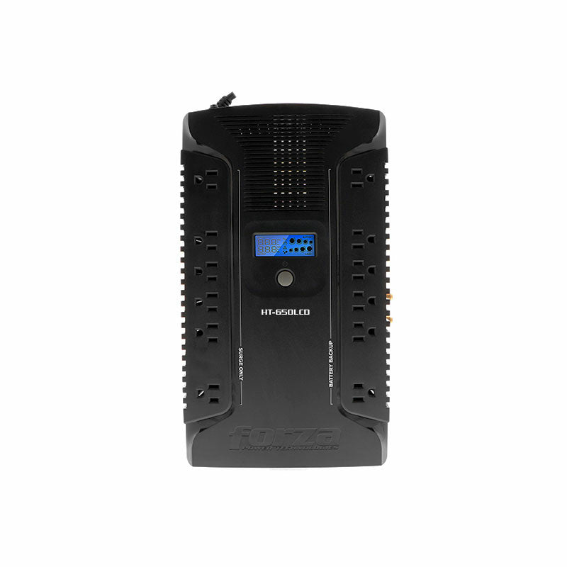 UPS Forza Regulador HT-650LCD 650VA/390W 120V 12 Salidas NEMA 5-15R Onda Senoidal Simulada 50/60Hz Negro