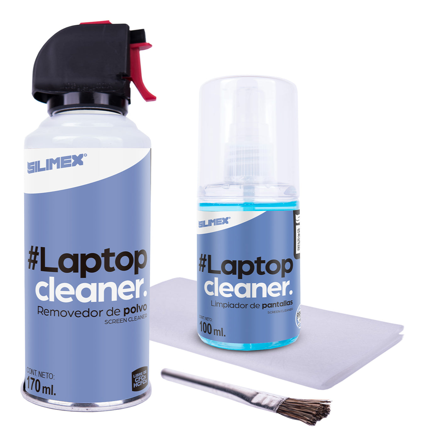 Kit Limpieza Silimex Laptopcleaner Incluye Toallita Microfibra 20x20 cm Limpiador 100 ml y Removedor De Polvo 170 ml