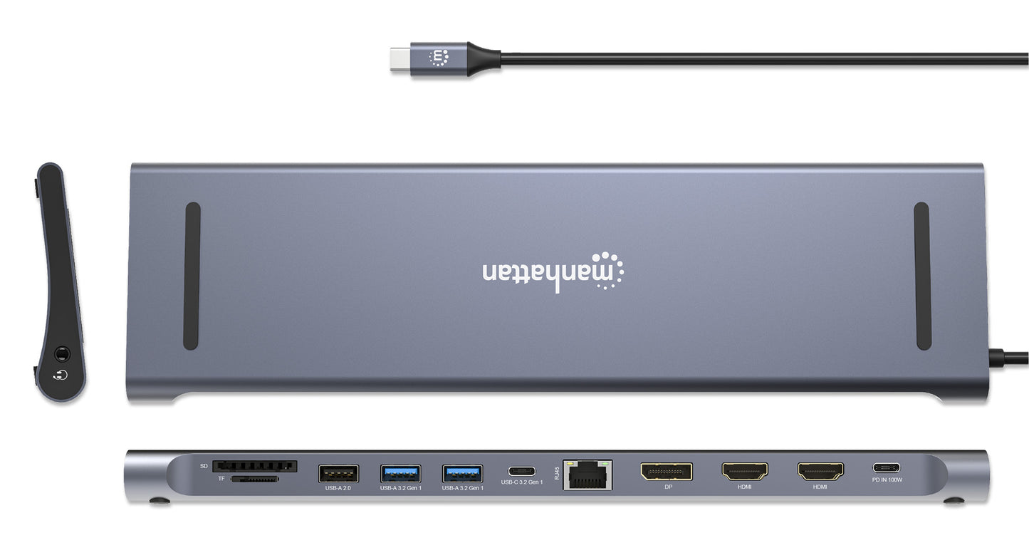 Docking Manhattan USB C 12 ptos HDMIx2 DP USB C PD USB Ax3 RJ45  SD Audio