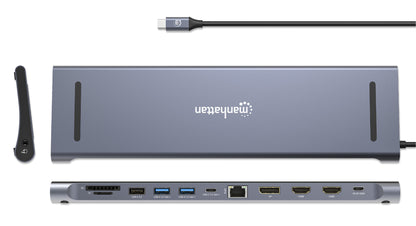 Docking Manhattan USB C 12 ptos HDMIx2 DP USB C PD USB Ax3 RJ45  SD Audio