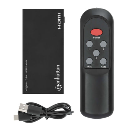 Switch HDMI Manhattan 4K@60Hz 3 entradas compacto negro