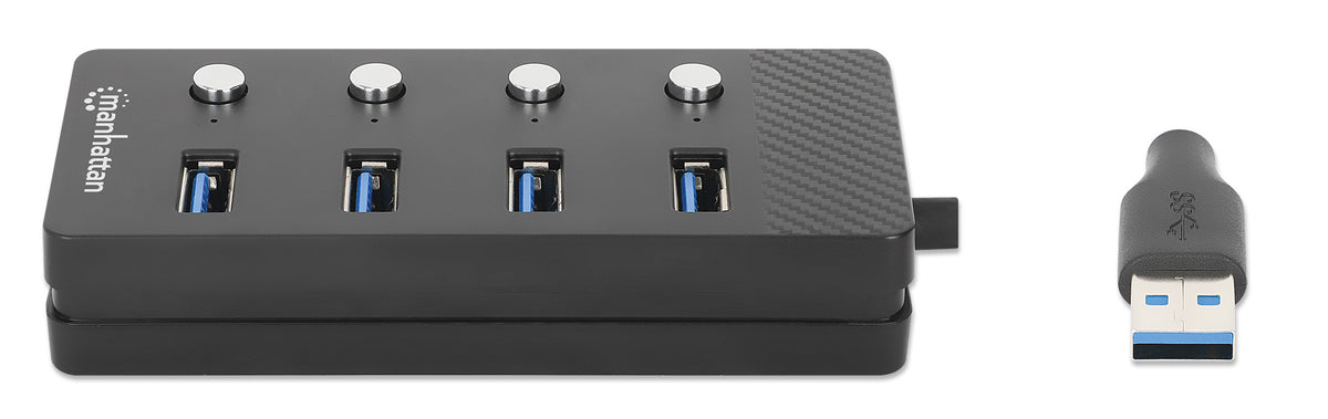 Manhattan 180887 base para laptop o replicador de puertos USB 3.2 Gen 1 (3.1 Gen 1) Type-A Negro