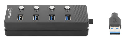 Manhattan 180887 base para laptop o replicador de puertos USB 3.2 Gen 1 (3.1 Gen 1) Type-A Negro