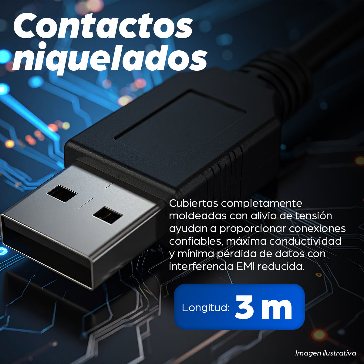 Cable Manhattan USB B Alta Velocidad 2.0 A-B3m Color Negro