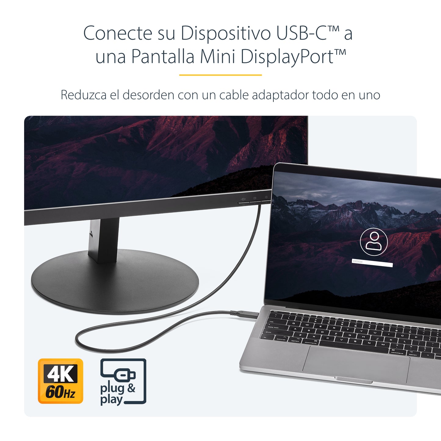 StarTech.com CDP2MDPMM6B adaptador de cable de vídeo USB Tipo C Negro