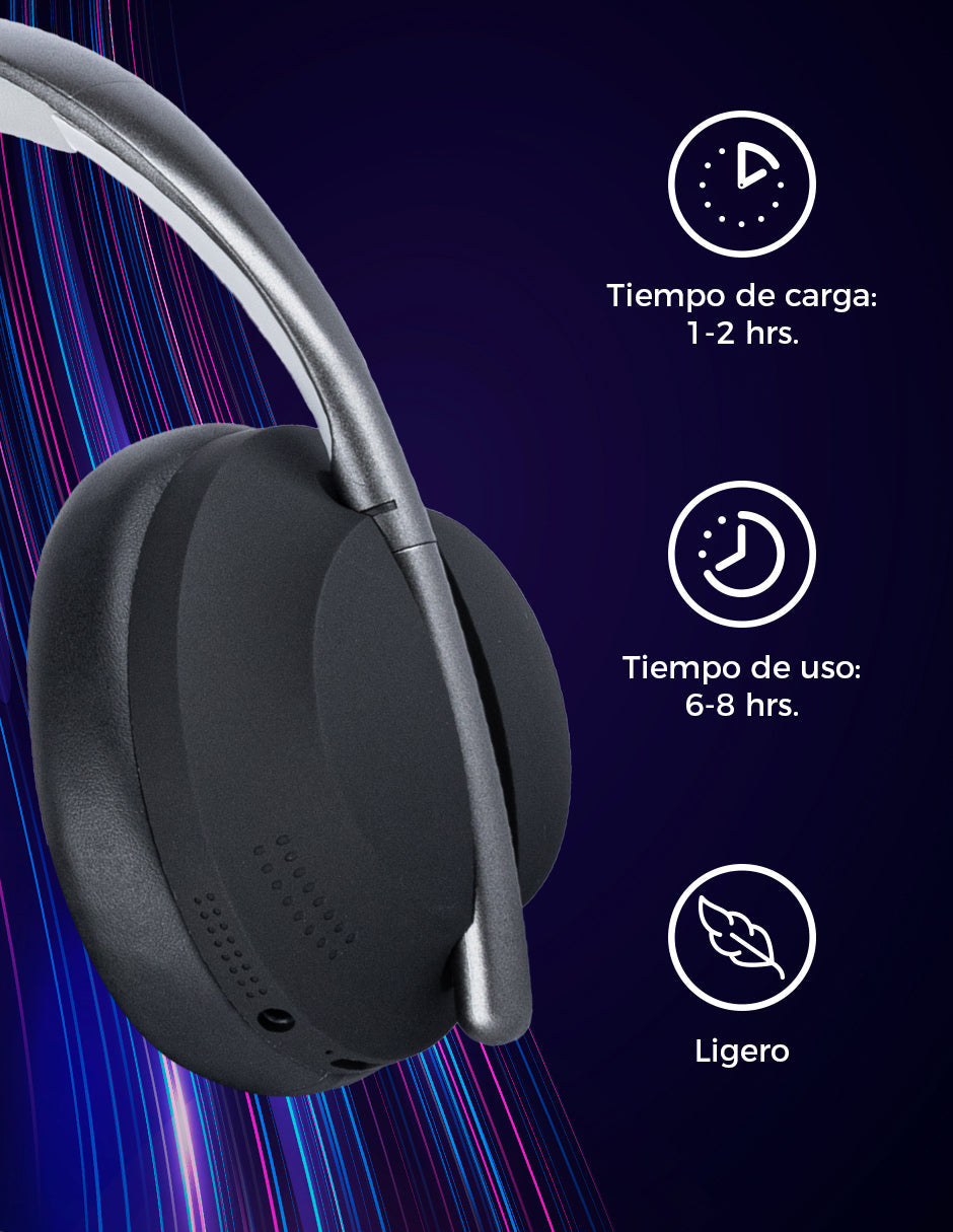 Audifonos de Diadema TechZone Tipo DJ Bluetooth 5 2 Ultra Bass Bateria 200 mAh Tiempo de Carga 1-2 Horas