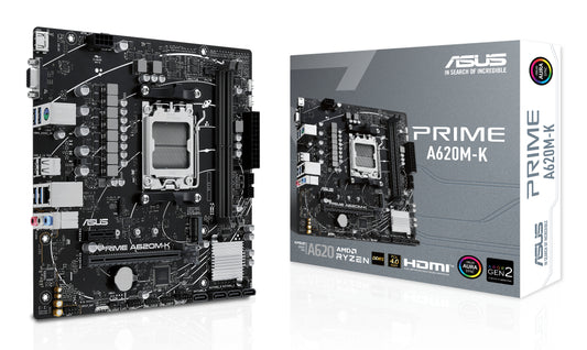 Tarjeta Madre Asus PRIME A620M-K 2xDDR5 96GB 6400Mhz HDMI VGA PCIe 4.0 M.2 S AM5 Ryzen mATX
