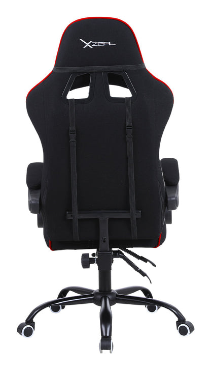 Silla Gamer Xzeal XZ20 Tela Foam Reclinable 140° Base Metal Piston Clase 3 115Kgs Brazos Fijos Negro-Rojo