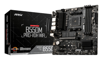 Tarjeta Madre MSI B550M Pro-VDH WIFI 4xDDR4 128GB 4400Mhz PCIe 4.0 M.2 1xHDMI 1xDP 1xVGA S AM4 mATX Wi-Fi BT