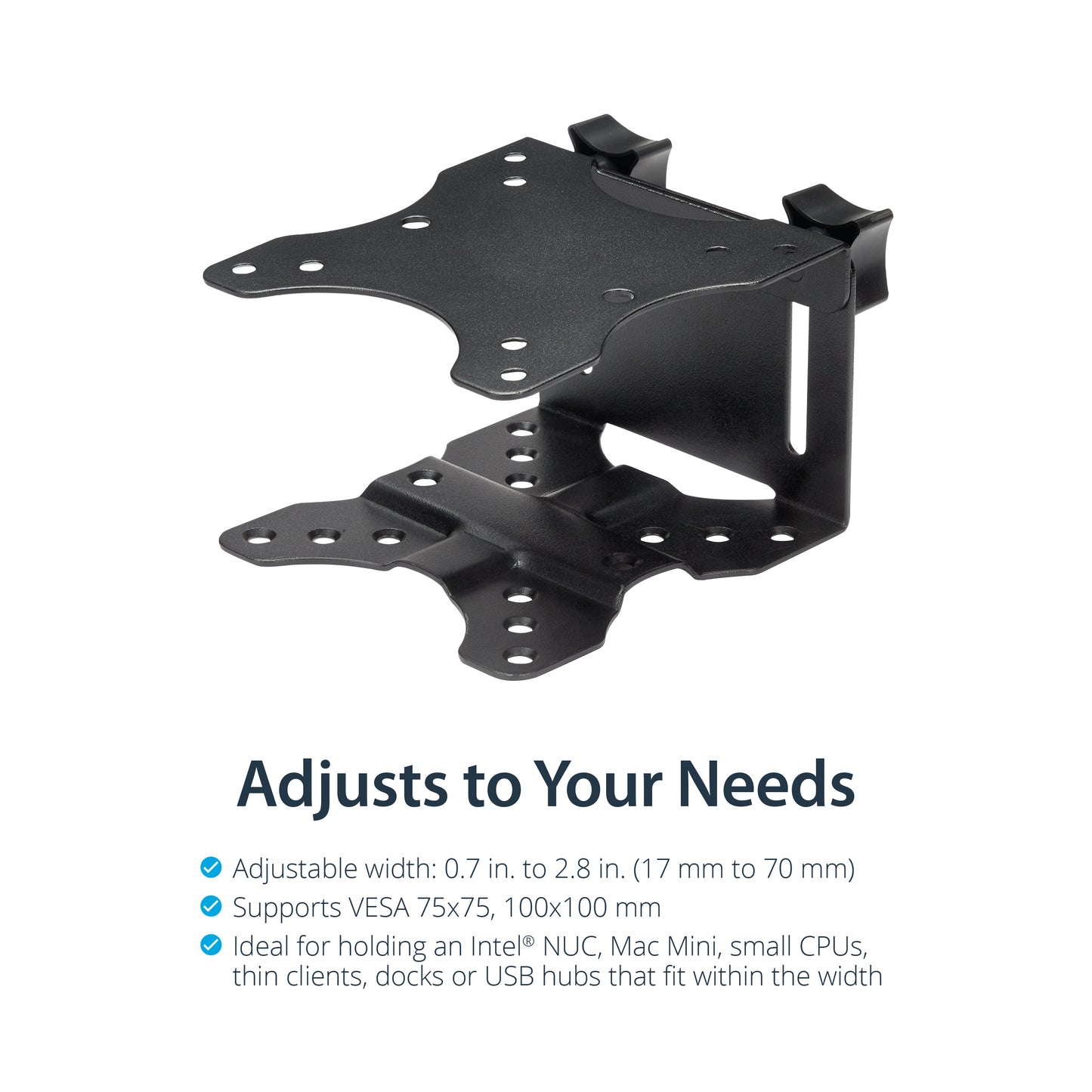 StarTech.com ACCSMNT soporte para CPU Soporte para CPU montado en soporte de monitor Negro