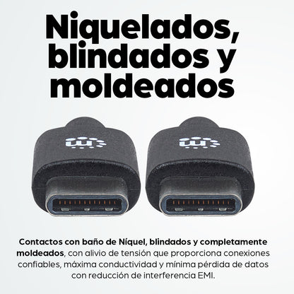 Cable Manhattan USB-C 2.0 Alta Velocidad 3m Color Negro