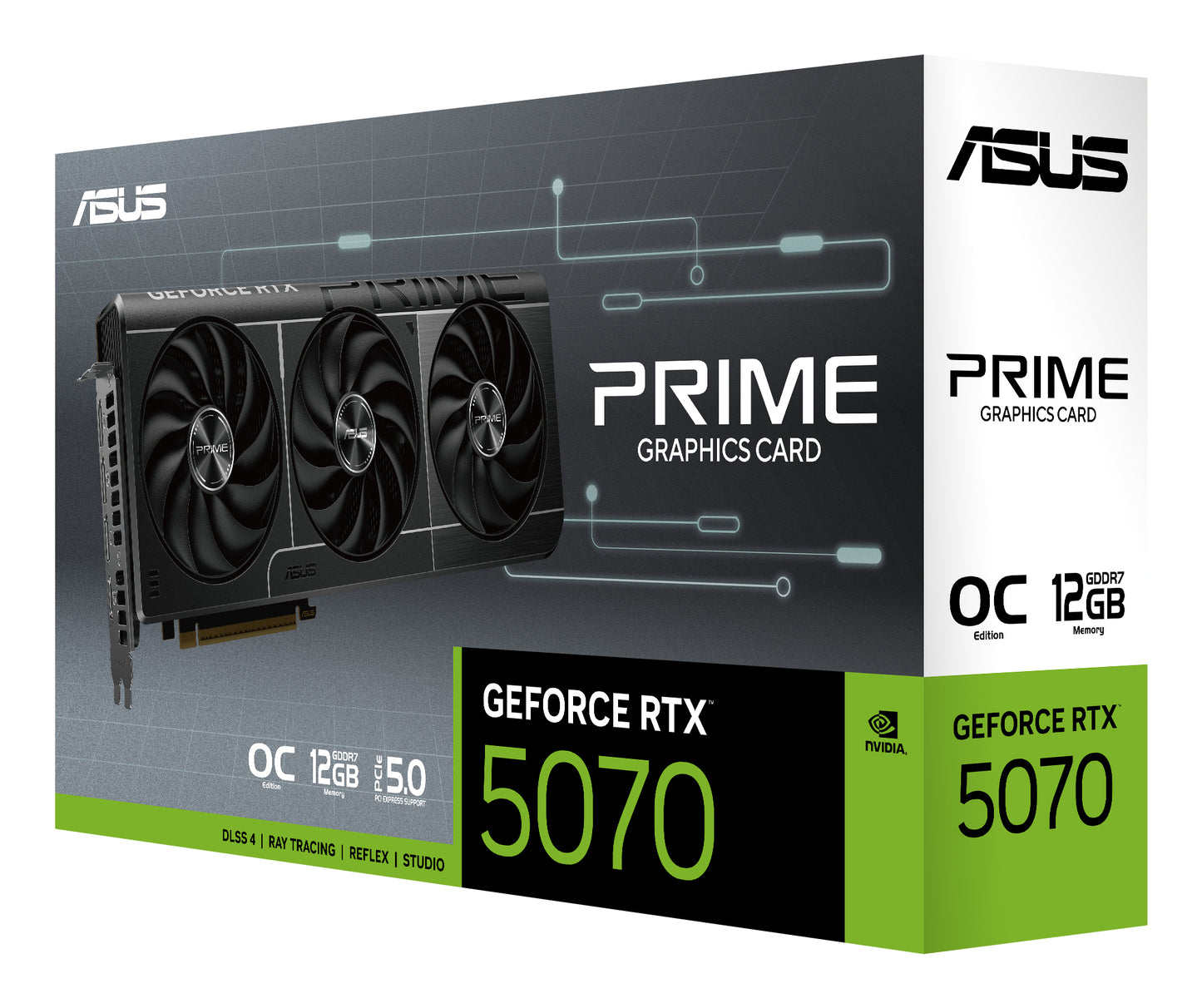 Tarjeta Video Asus Prime SFF GeForce RTX5070 OC 12GB Triple Fan GDDR7 PCIe 5.0 1xHDMI 3xDP