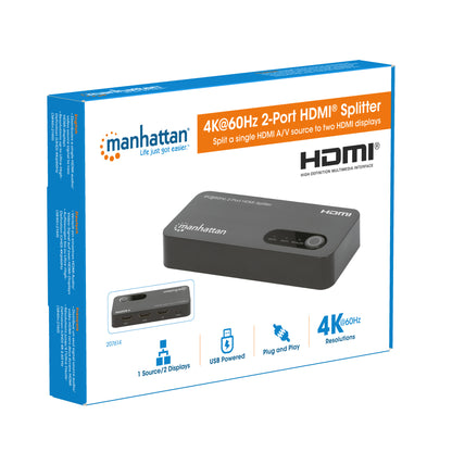 Manhattan 207614 divisor de vídeo HDMI 2x HDMI