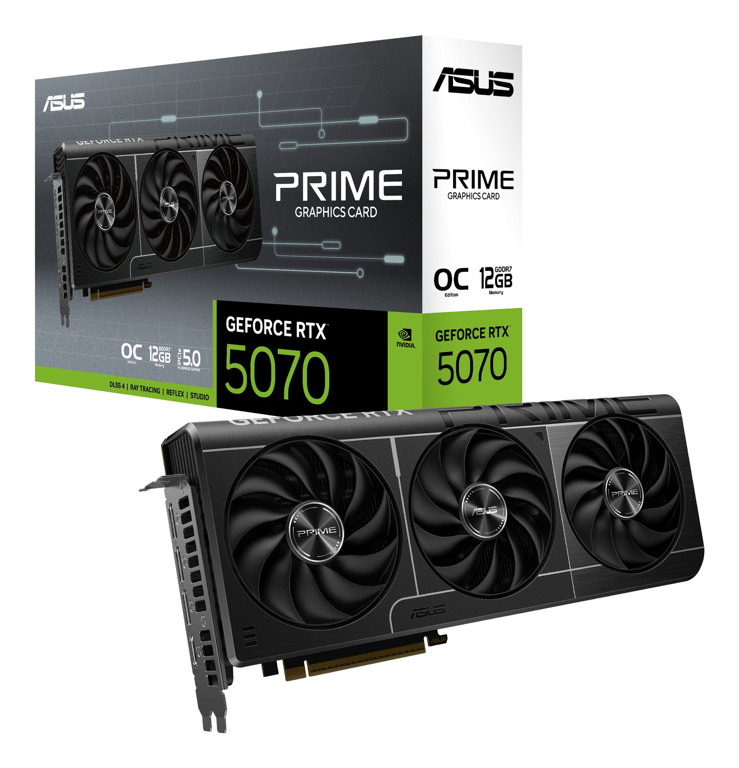 Tarjeta Video Asus Prime SFF GeForce RTX5070 OC 12GB Triple Fan GDDR7 PCIe 5.0 1xHDMI 3xDP