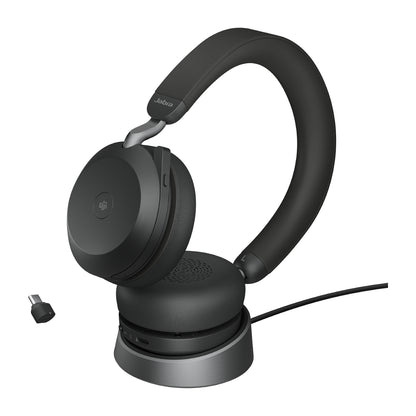 Jabra Evolve2 75 Auriculares Inalámbrico Diadema Oficina/Centro de llamadas USB Tipo C Bluetooth Base de carga Negro