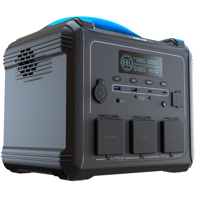 Generador Elétrico Portátil Forza FPP-T1200 1200W Tomas 3CA/8CC 3.75V 2 Ventiladores Pantalla LCD Panel de Control Integrado
