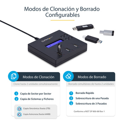 StarTech.com USBDUP12 duplicador de datos o soporte Duplicador de unidades flash USB Azul 2 copias