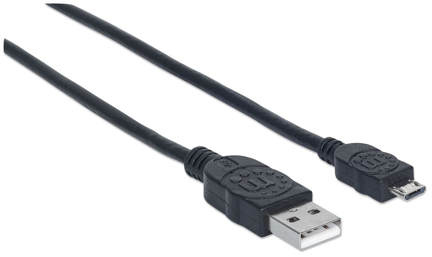 Cable Manhattan USB-A Micro USB-B 2.0 Alta Velocidad 0.5m Color Negro