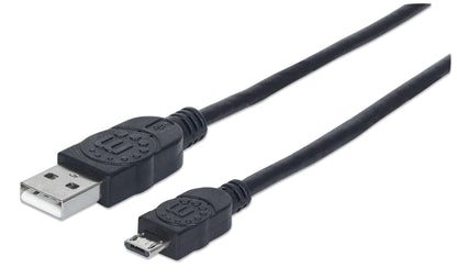 Cable Manhattan USB-A Micro USB-B 2.0 Alta Velocidad 0.5m Color Negro