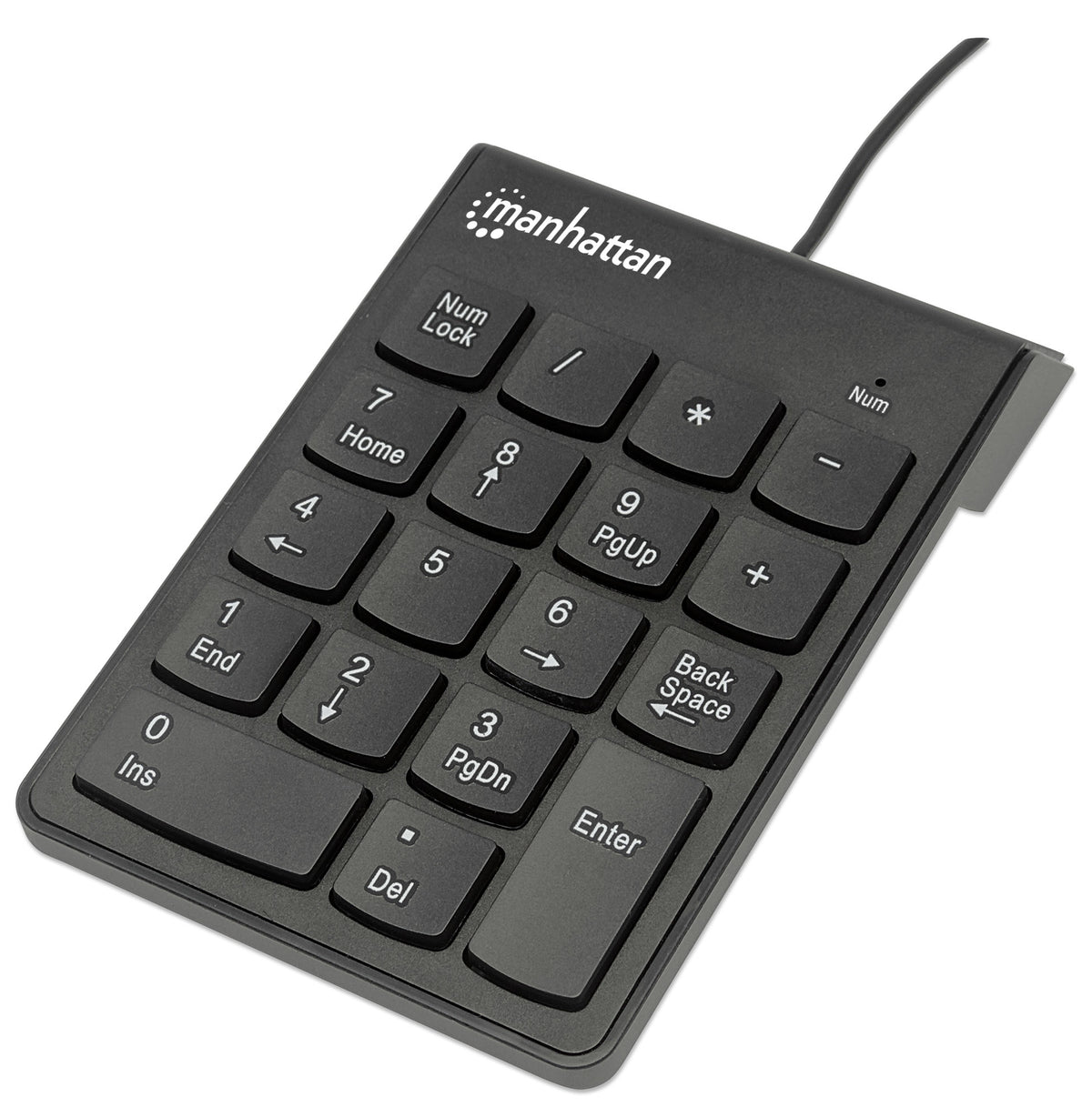 Teclado Numérico Manhattan Alámbrico USB 18 Teclas Color Negro