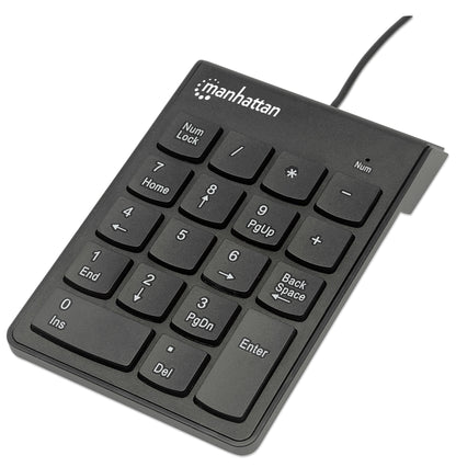 Teclado Numérico Manhattan Alámbrico USB 18 Teclas Color Negro