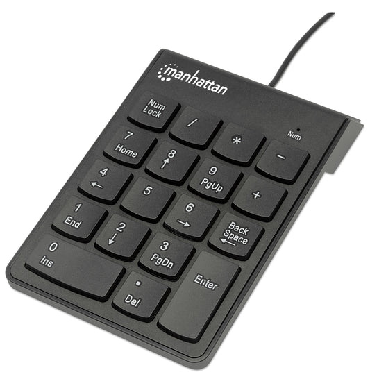 Teclado Numérico Manhattan Alámbrico USB 18 Teclas Color Negro