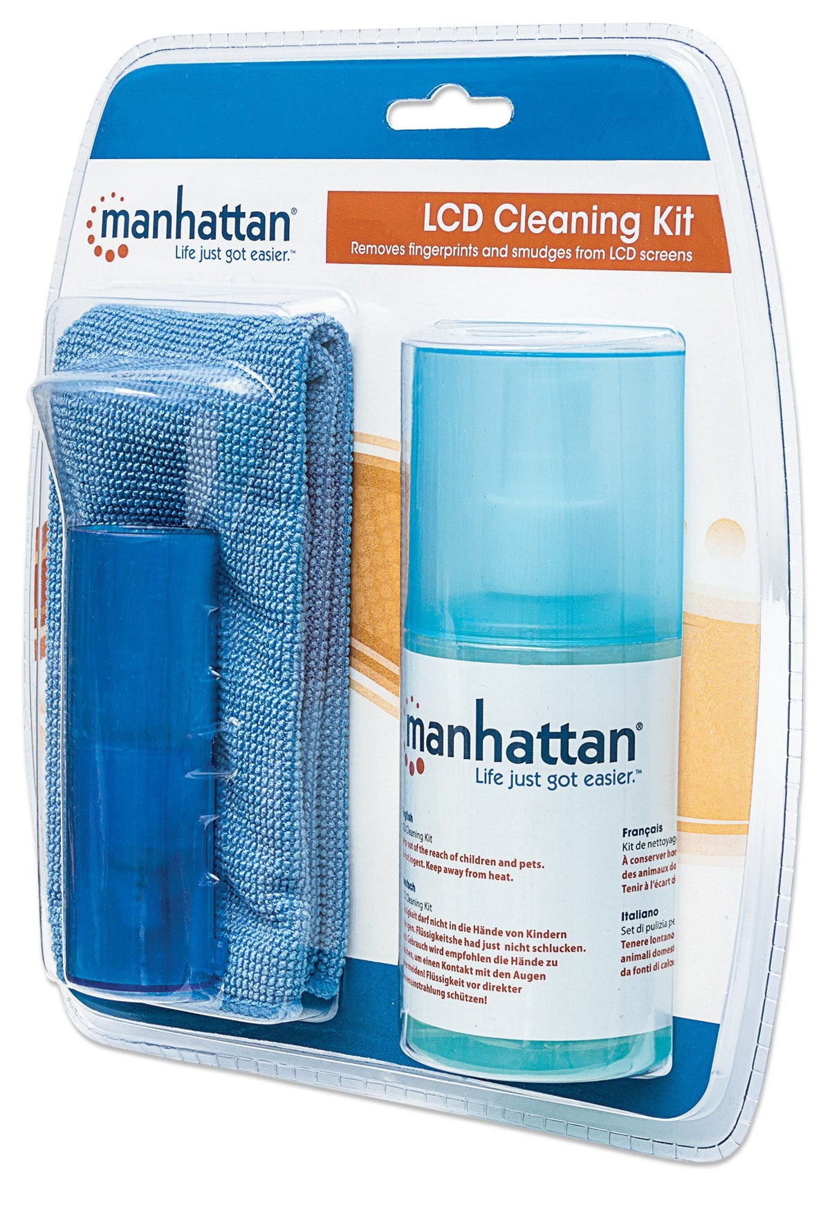 Manhattan 421027 kit de limpieza para equipos LCD/TFT/Plasma Líquido y paños secos/húmedos para limpieza de equipos 200 ml