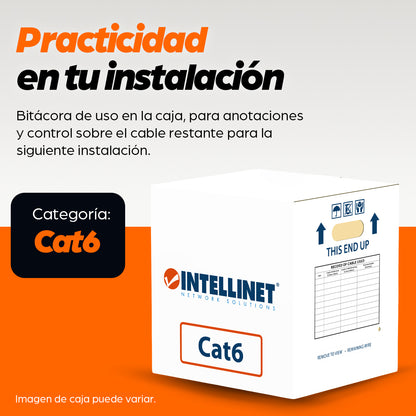 Bobina Cable Intellinet Cat 6 CCA 305m Sólida Color Azul