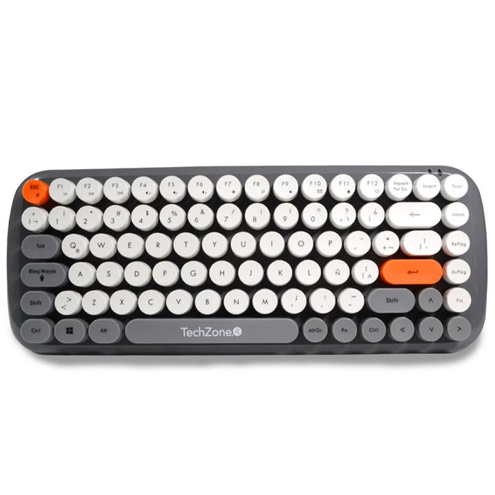 Kit Teclado y Mouse TechZone Inalámbrico Ergonómico Retro Plug-Play 85 Teclas Win/Mac Mouse Óptico USB 3 Botones 1200dpi